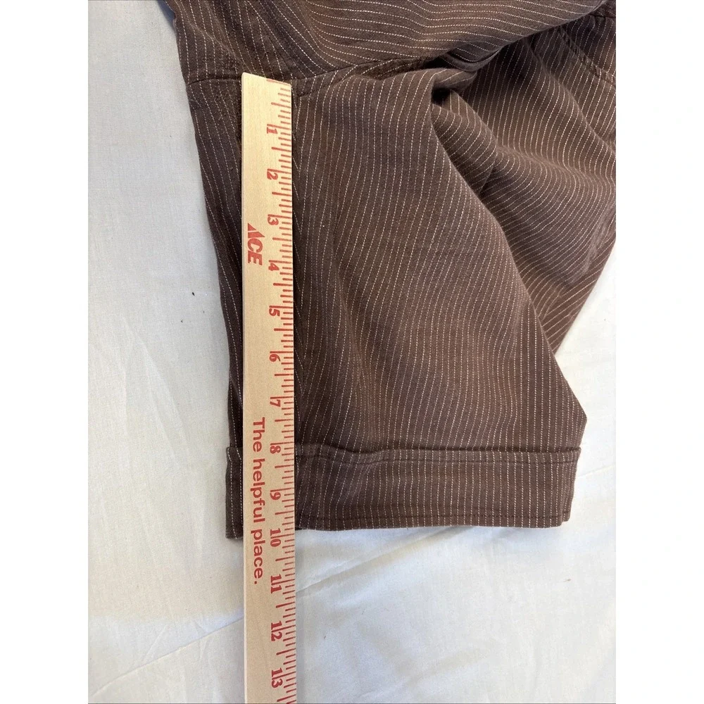 St John's Bay Bermuda Shorts Women SZ 16W Brown W/White Pinstripes Stretch Style